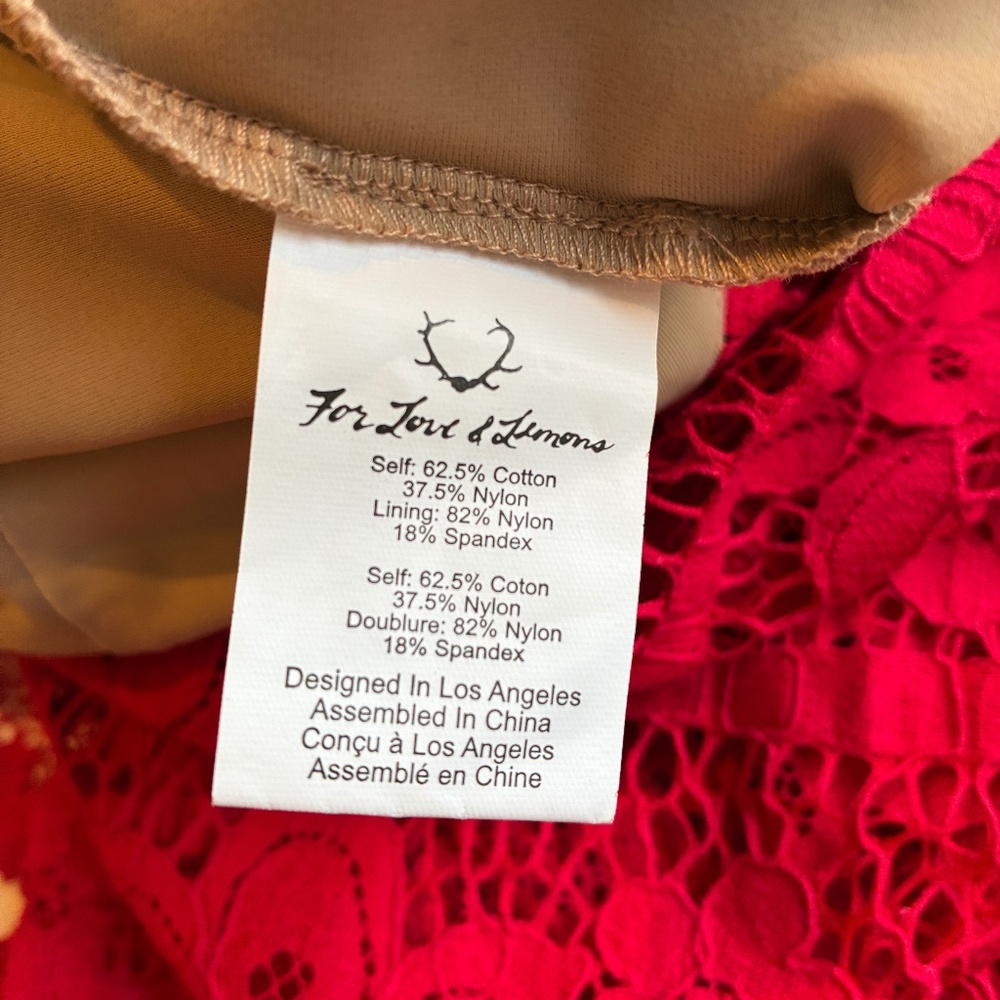 For Love and Lemons | Gianna Lace Dress Red Sz S - Picture 10 of 12